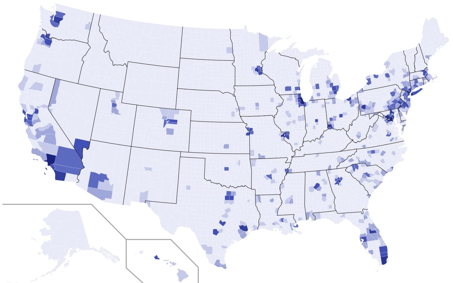 screenshot of the Zippia map showing what cities musicians live in